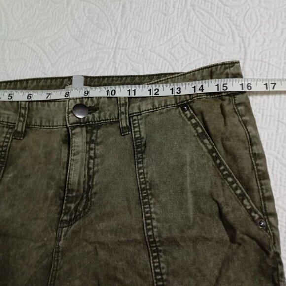 Ecote 100% Cotton Olive Green Cargo Pants With Zippers Size 28 Womens - Picture 10 of 12